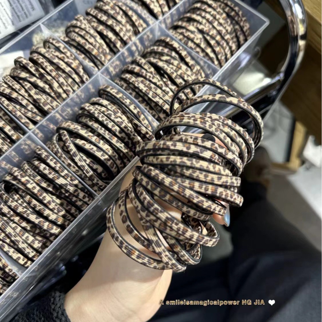 Japanese and Korean versatile Dongmen High-Quality Leopard Print Colorful Striped Elegant High Elastic Hair Tie