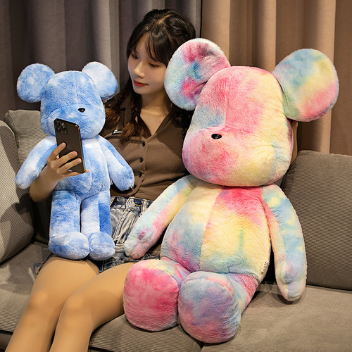 Candy Violent Colorful Trendy Bear Plush Toy Tie-Dye Rainbow Doll Plush Toy Pillow Birthday Valentine's Day
