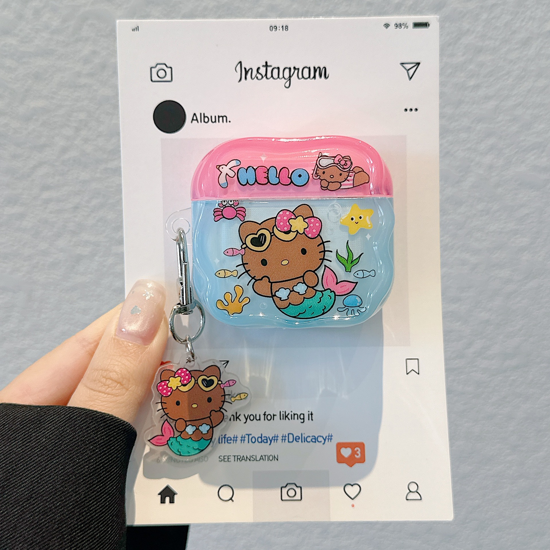 Cuerpo de auriculares IMD Kitty Mermaid para AirPodsPro Cuerpo de auriculares Bluetooth AirPods3 / 4 generación a prueba de caídas