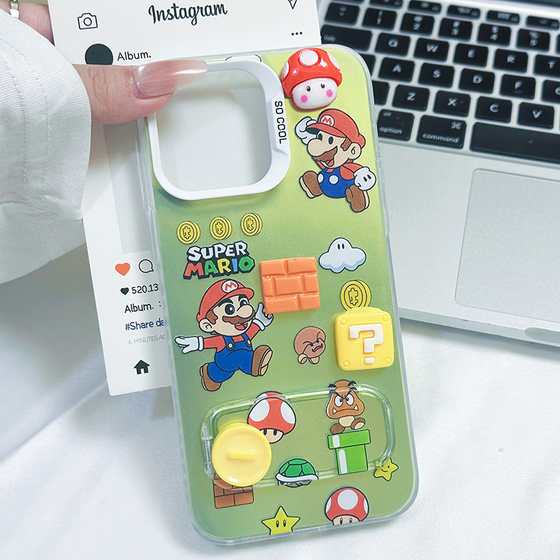 Suitable for Samsung S24Ultra Stereo Mushroom Building Blocks Mario A54 Girls A03S Cartoon Cute Mobile Phone Case