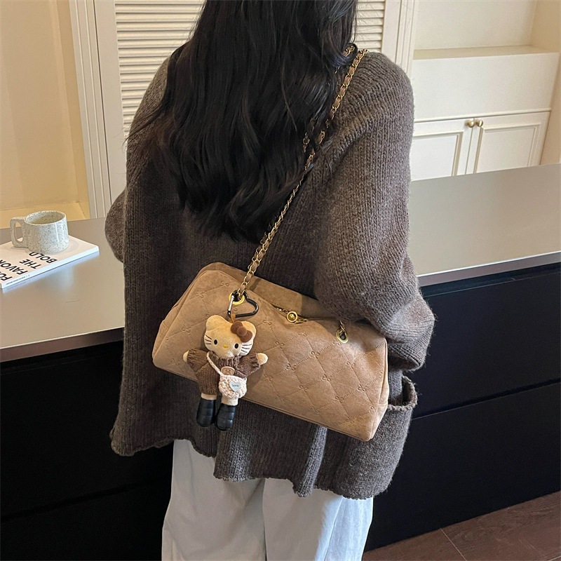 Túi xách nữ cỡ lớn dáng kẹp nách họa tiết da báo phong cách thanh lịch — Kaki không có mặt dây chuyền, Leopard sọc nâu không có mặt dây chuyền, Màu nâu không có mặt dây chuyền, Đen không có mặt dây chuyền chi tiết 23