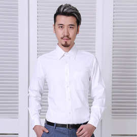职业夏季长袖白色男士衬衫男春秋商务休闲正装工装男款修身白衬衣