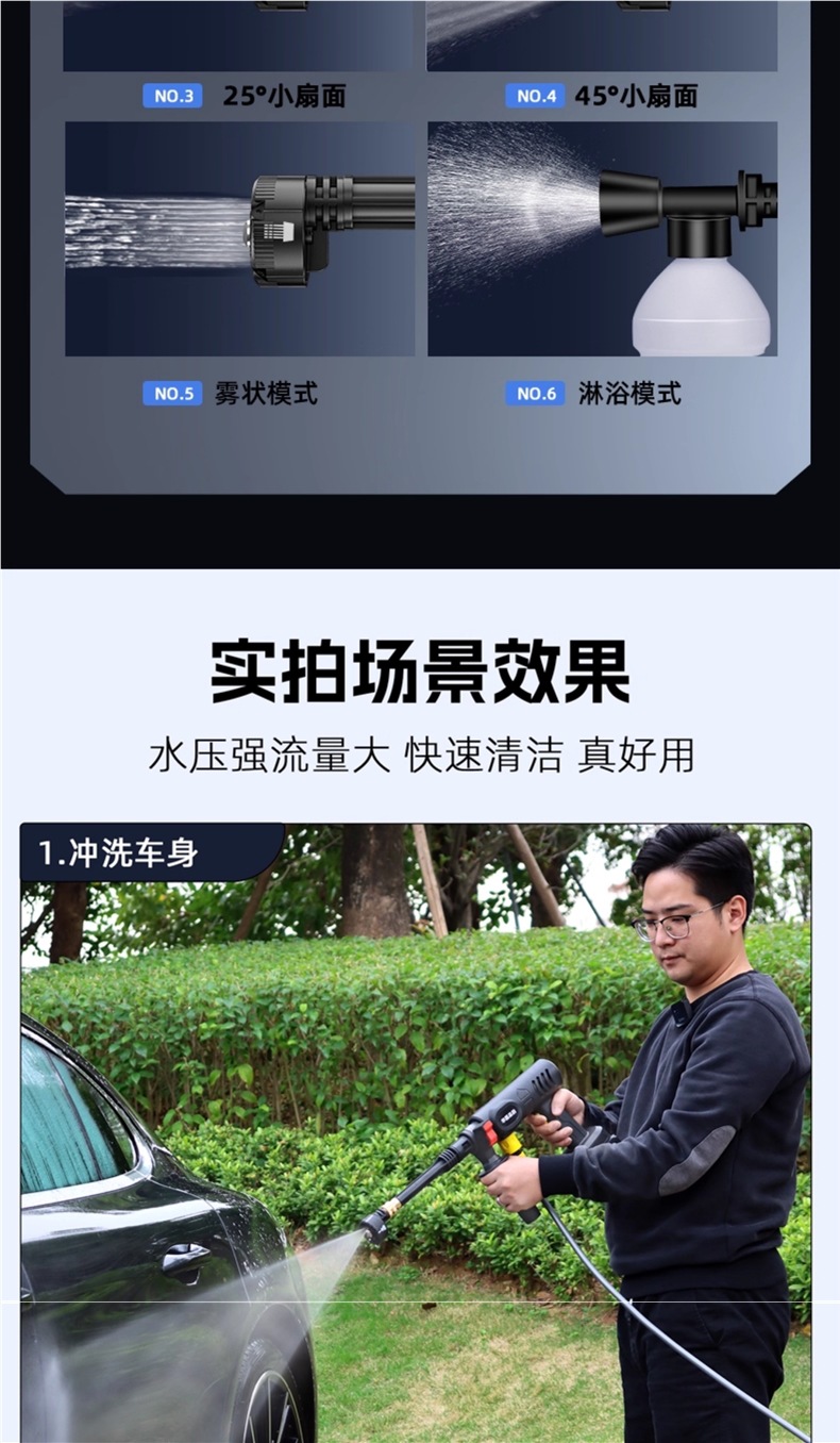 Wireless Car Washing Machine, Household High-Pressure Water Gun Cleaning Artifact, Car Charging, High-Power Lithium Battery, Powerful Booster