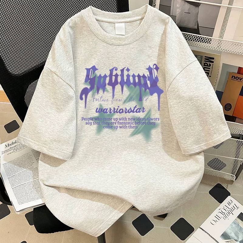 Летняя хлопковая удобная футболка с коротким рукавом, бренд клоу clothing, оверсайз, для любимых