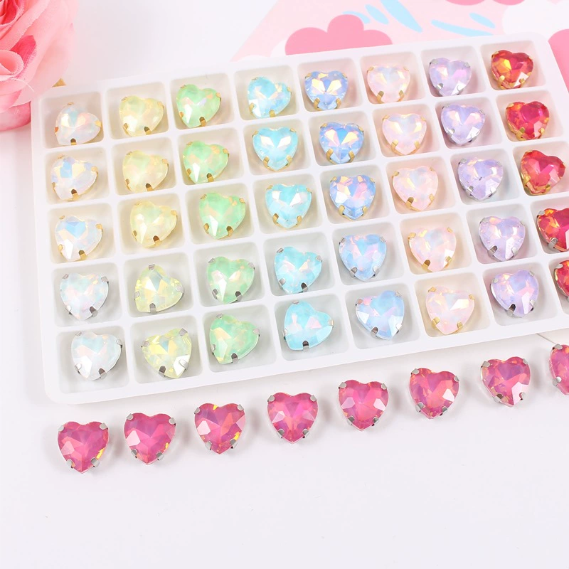 Сердце персика четырехугольный алмаз мокко желе цвет любовь ручная шитая стеклянная алмаза аксессуары для одежды