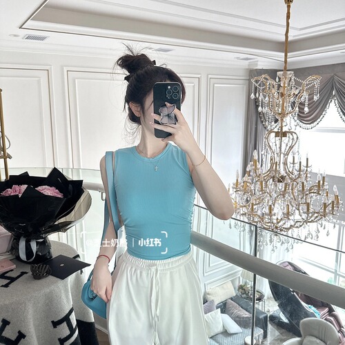 Summer New Flocked Bare Sensation Women's Yoga Backless Tank Top with Side Pleats Sleeveless Tight Fitting Slimming Base Top