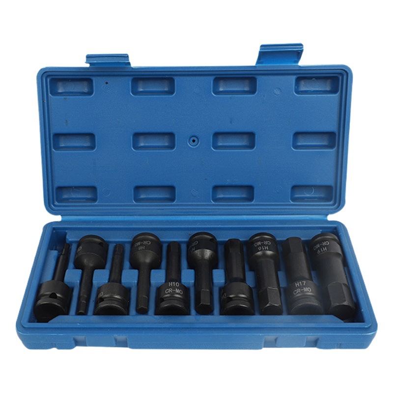 Juego de 10 Llaves de Impacto Neumáticas Integradas de 1/2, Herramienta Manual Neumática de 12.5 mm, Juego de Llaves de Impacto Hexagonales