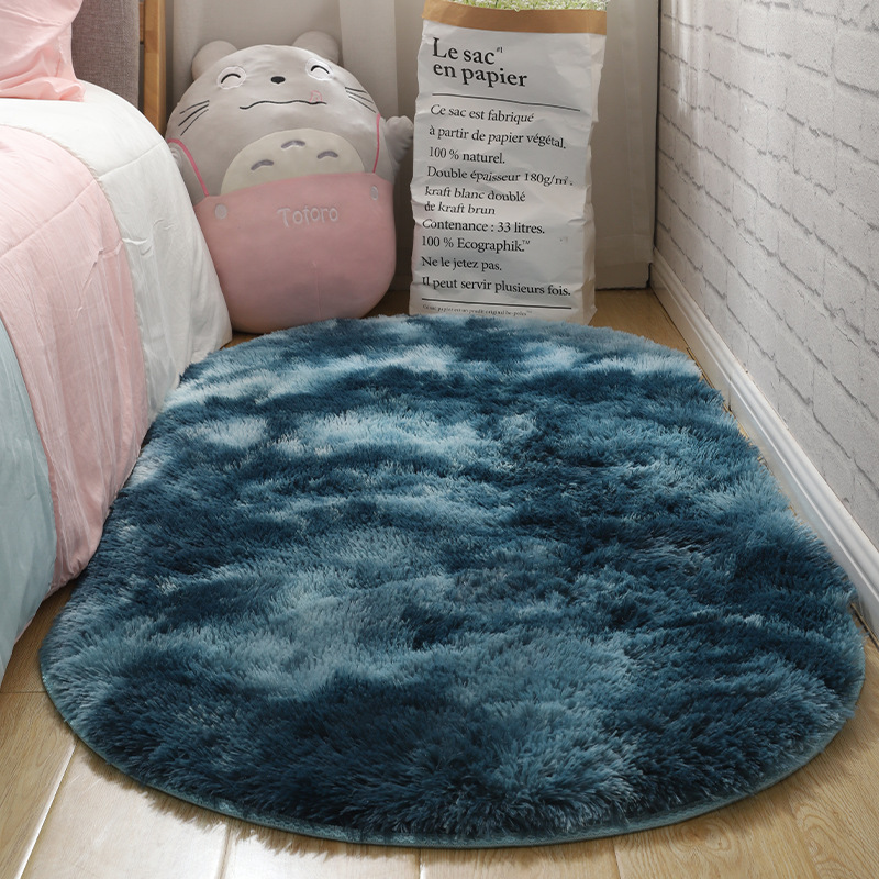 Luz de lujo dormitorio mantas de cama sala de estar oval simple estera de suelo vello largo teñido antideslizante balcón estera de ventana flotante paquete suave image 27