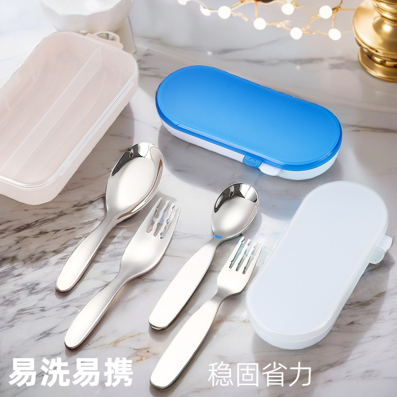 316L stainless steel spoon children's eating baby spoon fork spoon spoon small spoon portable spoon Fork