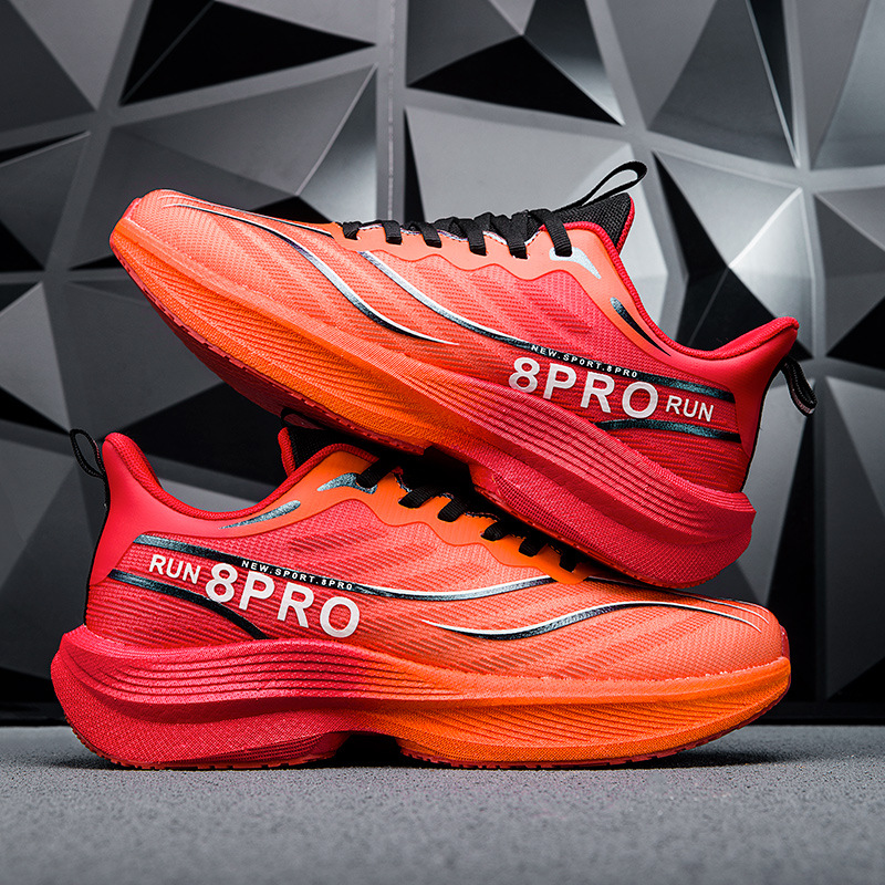 National Trendy Youth Superlight Flying Malla tejida transpirable Zapatos para correr Hombres y mujeres con amortiguación Palomitas de maíz Zapatos deportivos de suela blanda