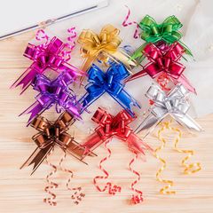 越境メーカー直供中号30つや消し雪紗手拉花クリスマスプレゼント包装金属色拉花リボン