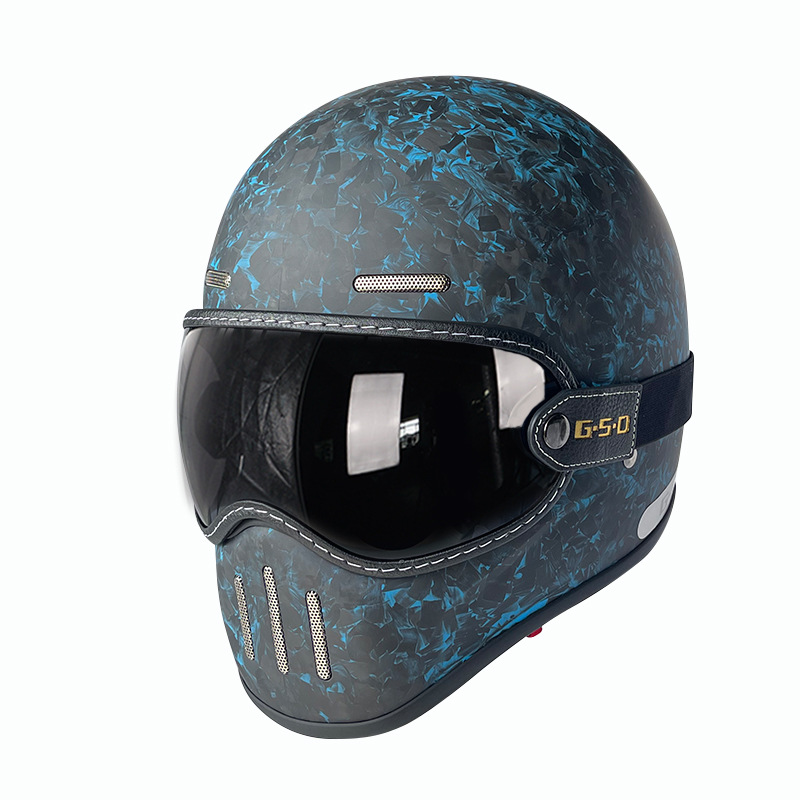 Electric Motorbike Helmet, Motuoche Motosiklet kaskı (dəbilqə) - matte-blue-forged-black-tea-visor-m55-56