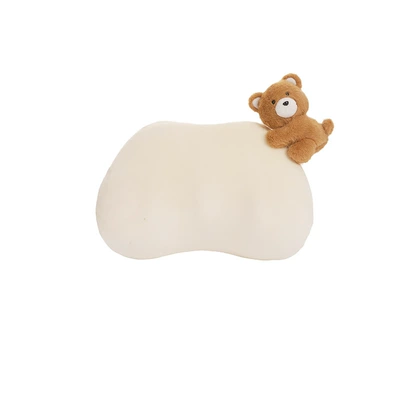 Blue Rain Stuffed Car Headrest and Lumbar Support Cartoon DIY Doll Car Memory Foam Neck Pillow Plaid Car Cushion (Waist support) - plush-simple-memory-foam-headrest-beige-sticker-bear