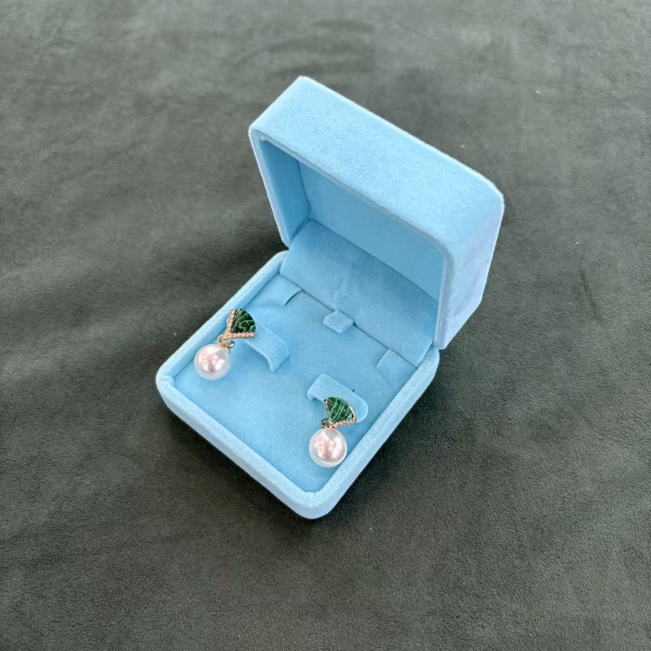 Modelo de franela - caja de clavos azules tiffany; Caja de joyería Pu