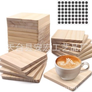 10cm Solid Wood Square Rounded Corner Coaster Home Tea Set Insulation Pad Kidsren's Handmade DIY Decorative Wood Chip Wooden Pad