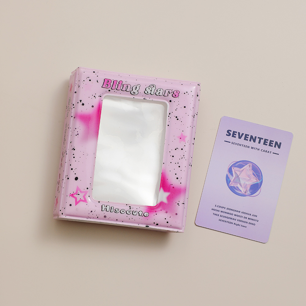 Libro de tarjeta de tres pulgadas de niña libro de almacenamiento persiguiendo estrellas Álbum de bienvenida de tinta de salpicadura de sobres Hisocute