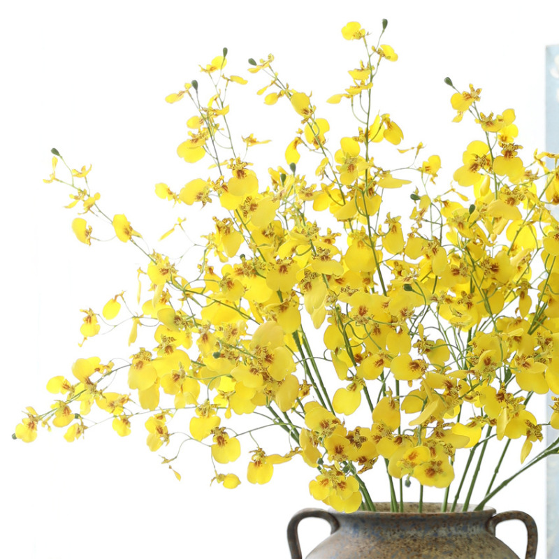 Artificial Silk Flowers Autumnal Dancing Orchids Fake Orchids Yellow Oncidium Home Decoration Wedding Floral Art