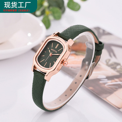 抖音热销网红ins风韩版皮带女手表批发 潮流简约复古女表小绿表|ru