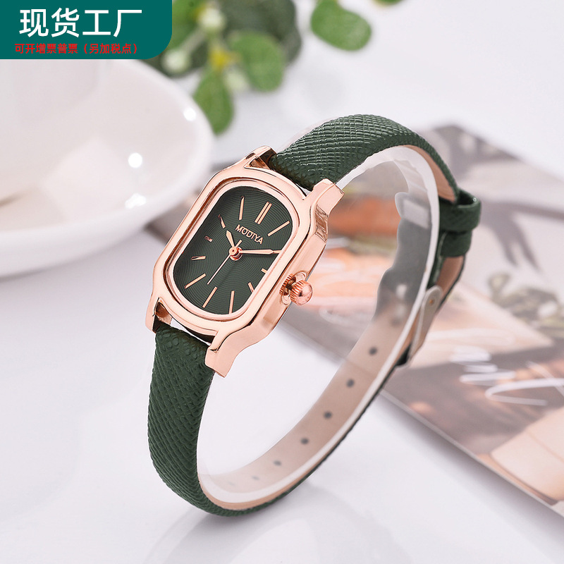 抖音热销网红ins风韩版皮带女手表批发 潮流简约复古女表小绿表|ru