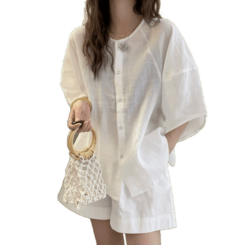 Shirt, fashionable summer T-shirt, loose fit, western style, puff sleeves