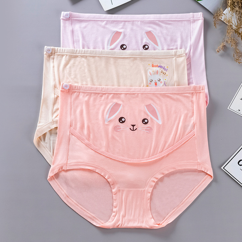 New Printed Abdominal Pregnant Women's Panties Women's High Waist Cotton Crotch Breathable Thin Pregnancy Adjustable Modal