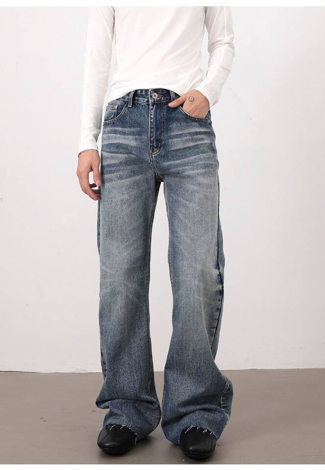 Quần jeans nam dáng loe nhẹ ống đứng cạp vừa phong cách Hàn Quốc — Màu xanh dương chi tiết 17