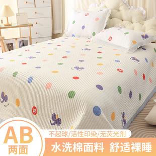 New Style Washed Cotton Bed Cover Three-Piece Set Foreign Trade Bed Sheet Mattress Mattress Four Seasons Universal Double-Sided Multifunctional Tatami