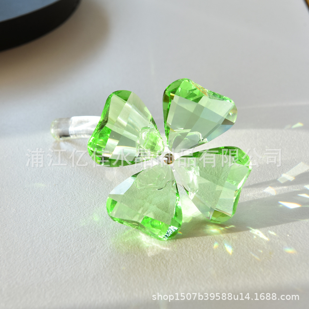 Real K9 Lucky Grass simple escritorio decoración de cristal dormitorio escritorio fresco decoración de artesanía de cristal de cuatro hojas