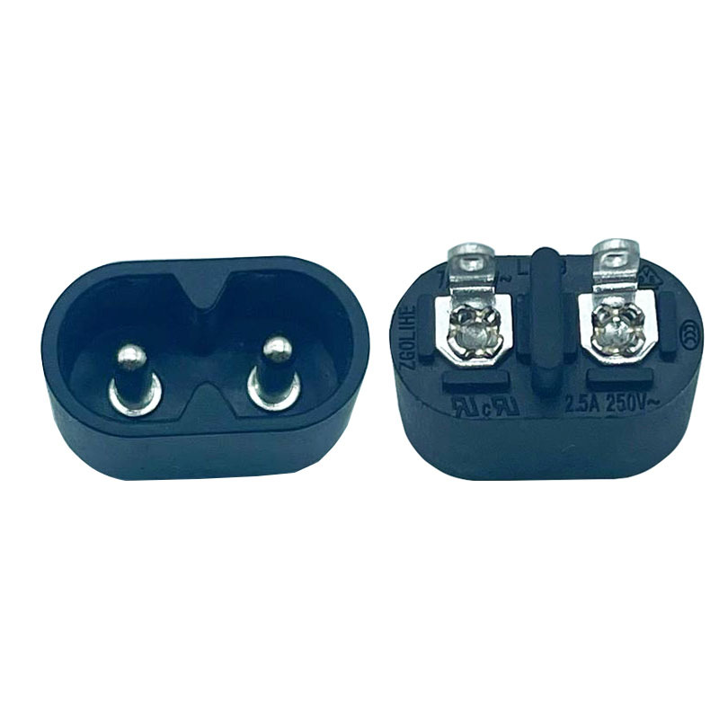 厂家直销AC POWER JACK 8字座 两平脚纯铜充电插座 AC-010C八字尾