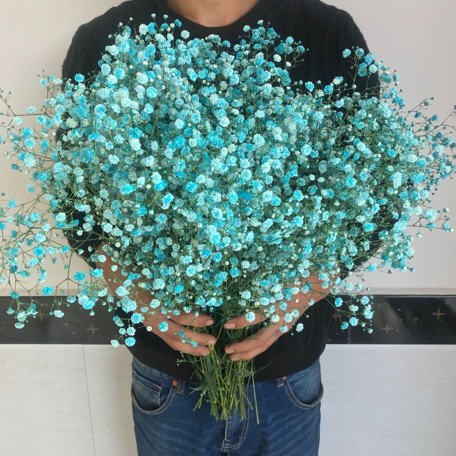 Gypsophile Myosotis séché, décoration d'intérieur, salon, fleur fraîche éternelle, grand bouquet pour la Saint-Valentin_voghion.com