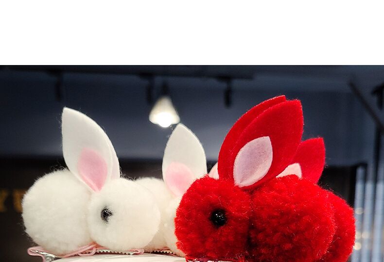 Plush three-dimensional rabbit tassel hair clip