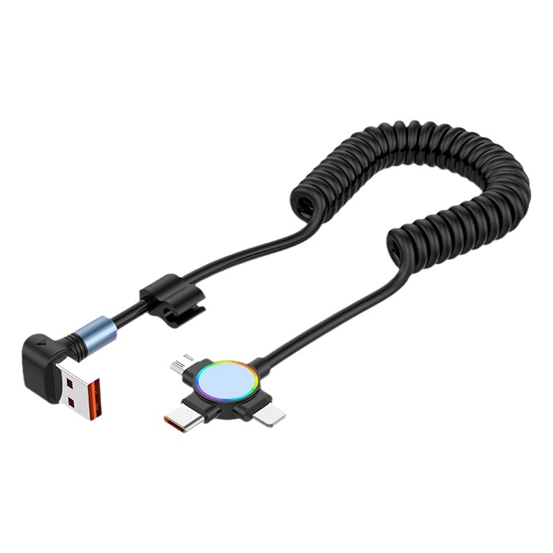 Cable de datos de primavera tres en uno para huawei apple 15 android carplay streamer coche retráctil cable de carga rápida