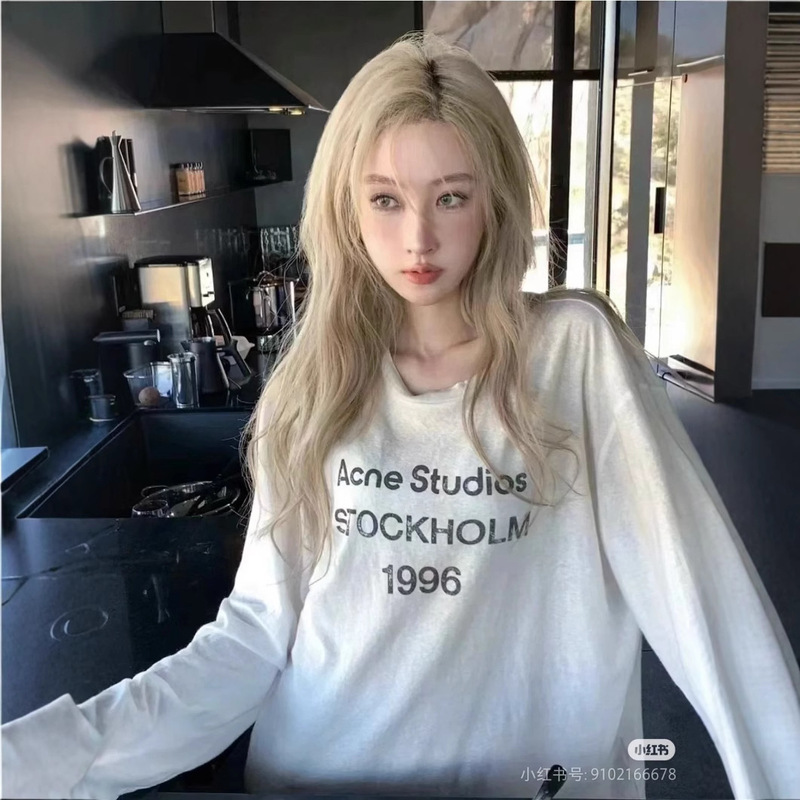 [Zero Color Difference] Acou Scneou Retro Distressed 1996 Letter Print Thin Sun Protection Long-Sleeved T-Shirt for Men and Women