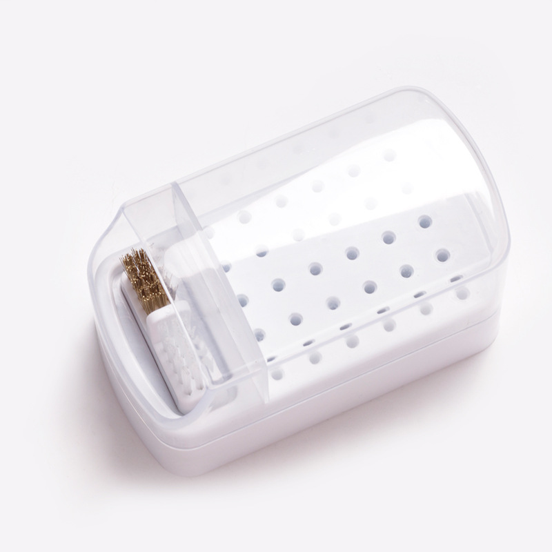 Transfronteriza nueva manicura 30-agujero de molienda cabeza de almacenamiento de limpieza dos-en-uno manicura de molienda caja de la cabeza de limpieza caja de exhibición de polvo