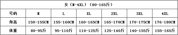 女(M-4XL)(80-165)