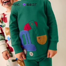 跨境malwee男童套装秋冬新款欧美中小童圆领长袖T恤家居服两件套