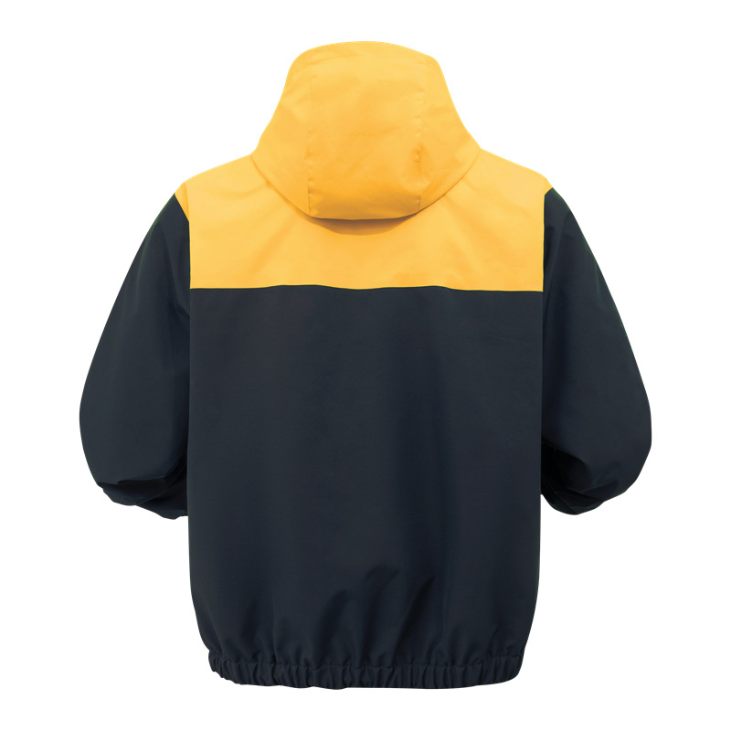 Hombre al aire libre chaqueta con capuchón a prueba de viento casual suelta color de collar vertical impermeable abrigo de vestir para hombres