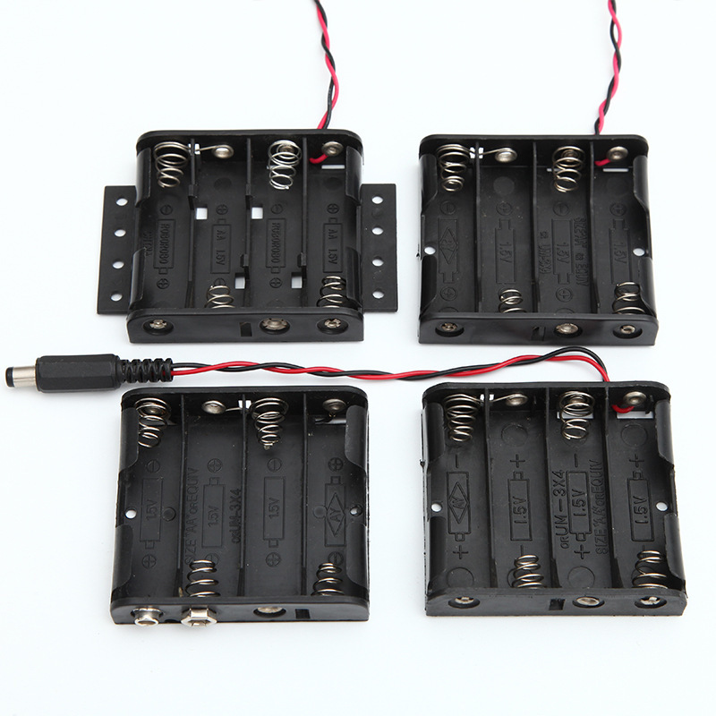 嵌入式5号电池盒带边角耳朵线配好五金片引线串联AA锂电池盒批发