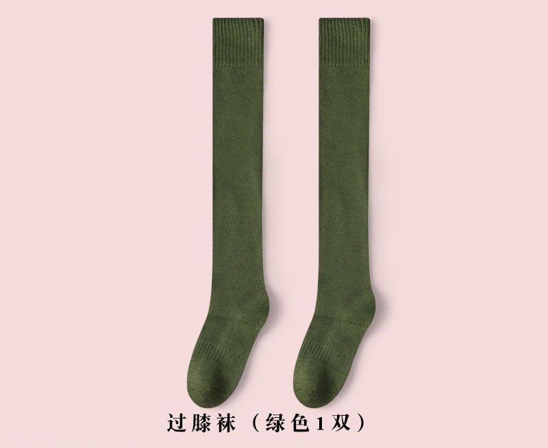 Medias de mujer Otoño e Invierno forradas de lana gruesa caliente sobre la rodilla calcetines Terry muslo calcetines adelgazantes de invierno versátiles calcetines gruesos para mujeres