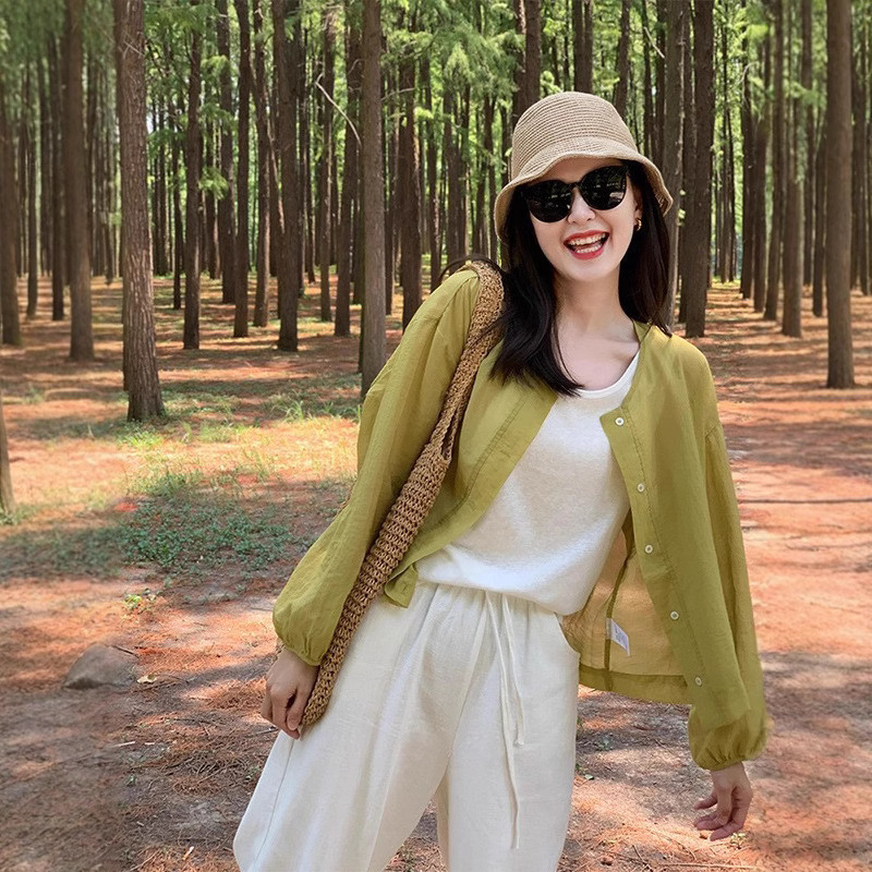 French Cotton and Linen Shirt Jacket for Women, Summer Sun Protection Shirt, High-End Linen Shirt, Chic and Unique Petite Top