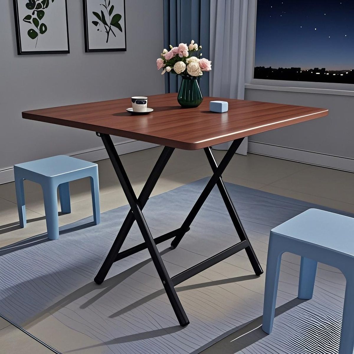 블랙월넛 + 원형튜브 도색다리 [70X70X70CM]