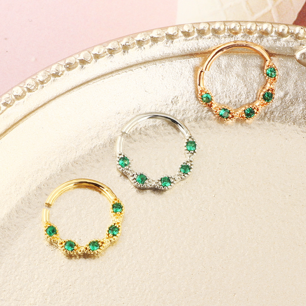 2021 Summer New Release 20G Zircon Rose Gold Nose Ring Fake Nose Piercing Leaf Tulip Daith Earring detail image 7