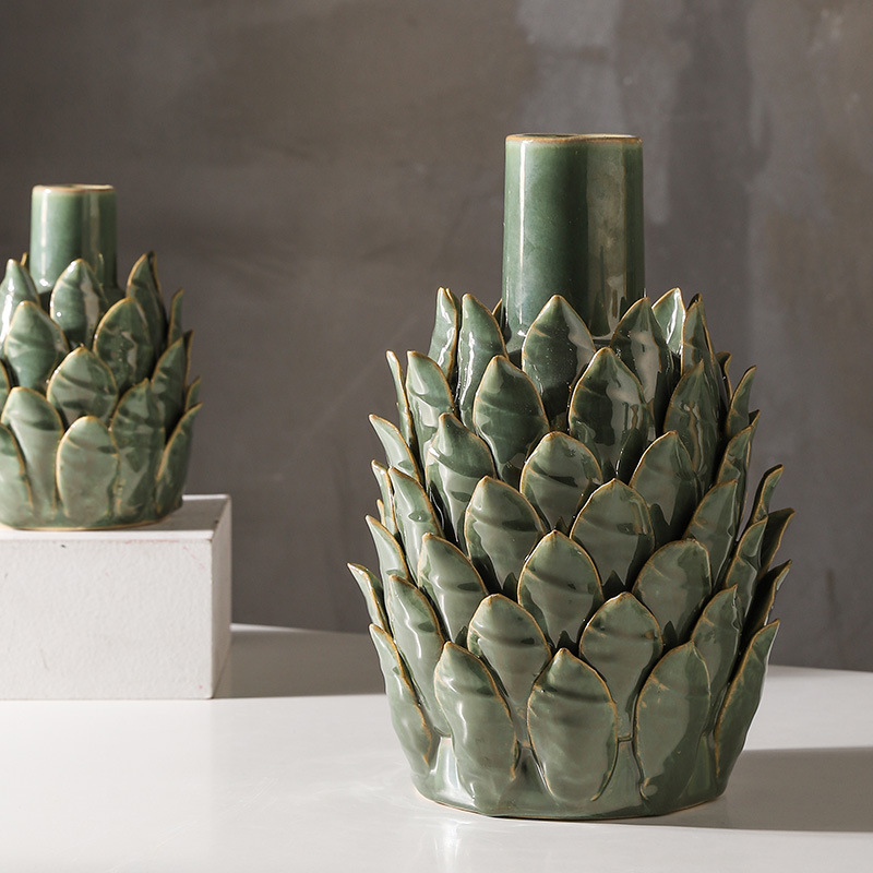 Jarrón de cerámica explosivo, maceta, artesanía pesada, instalación de calcomanías, esmalte de flores, decoración suave de estilo europeo y americano, decoración del hogar, artesanías