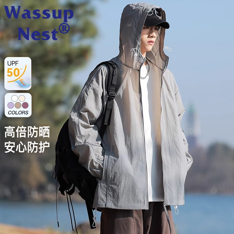 WASSUP Outdoor Sunscreen Jacket Men's Summer 2025 New UV-resistant Ice Silk Lightweight Quick-drying Jacket