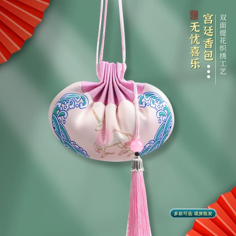 Оптовые пакетики в дворцовом стиле, пакеты удачи и процветания, сувениры, пустые пакетики в китайском стиле с вышивкой в виде лунного кролика для автомобиля