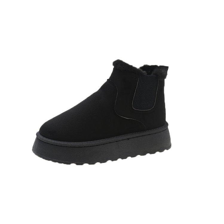 Warm snow boots thickened students a slip-on elastic short cotton boots women's shoes_voghion.com