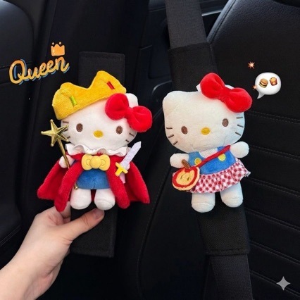 Kitty Car Seatbelt Shoulder Pads Car Interior Seatbelt Decoration Anti-Wear Clothing Couple Set for Women