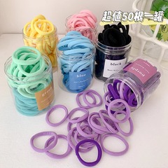50本入子供用グラデーションカラー無縫い目ヘアリングカラーヘアロープ無傷ヘアロープキャンディー色皮筋タオルリング