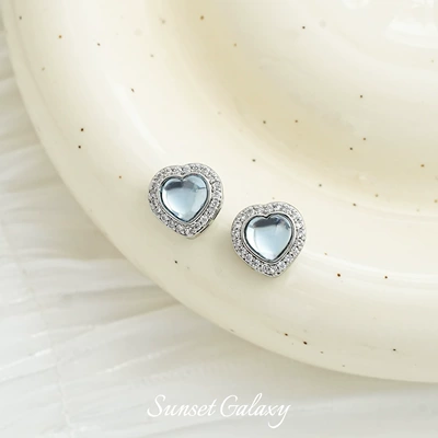 Zərgərlik ara hissələri, DIY Beaded Bracelet Necklace - aquamarine-silver-plated-heart-shaped-one9698mm