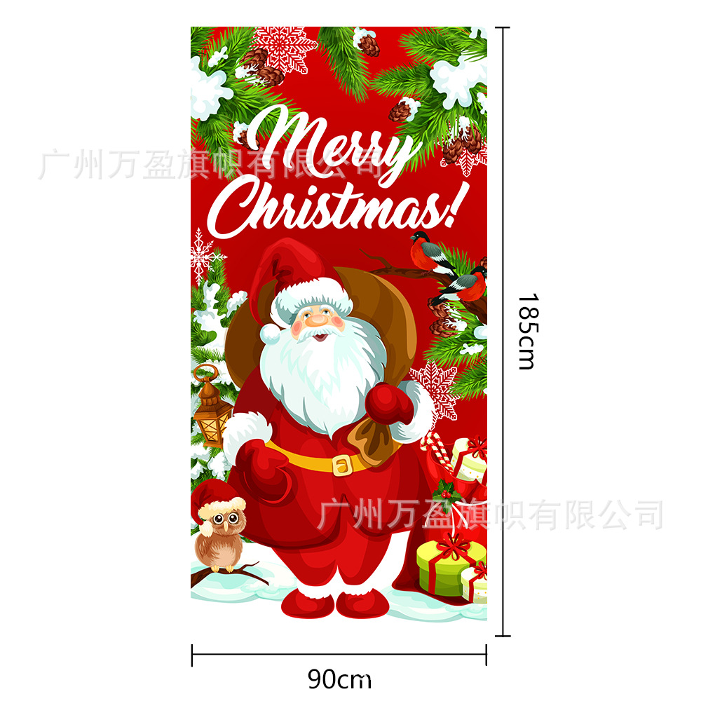 2025 nuevos productos de navidad cortina de bandera Santa Claus para ver la hoja de regalo decoración de tela colgante Bandera de bienvenida de Navidad